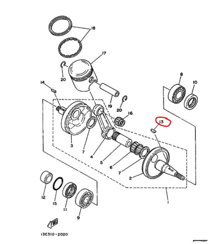 YAMAHA KEIL PASSFEDER KURBELWELLE 90282-05005, YAMAHA RAPTOR 700