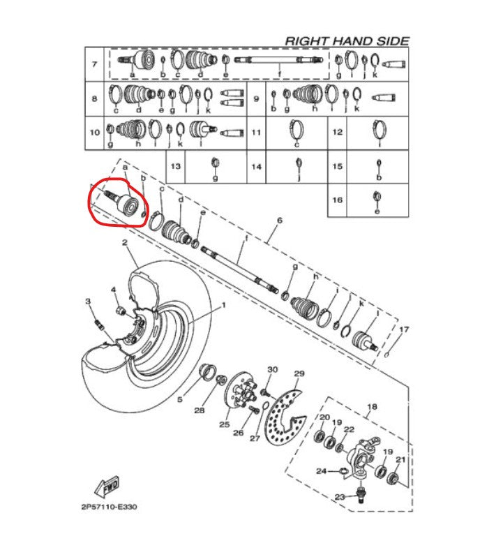 YAMAHA GELENKWELLE 5KM-2510J-30, YAMAHA GRIZZLY/RHINO 660