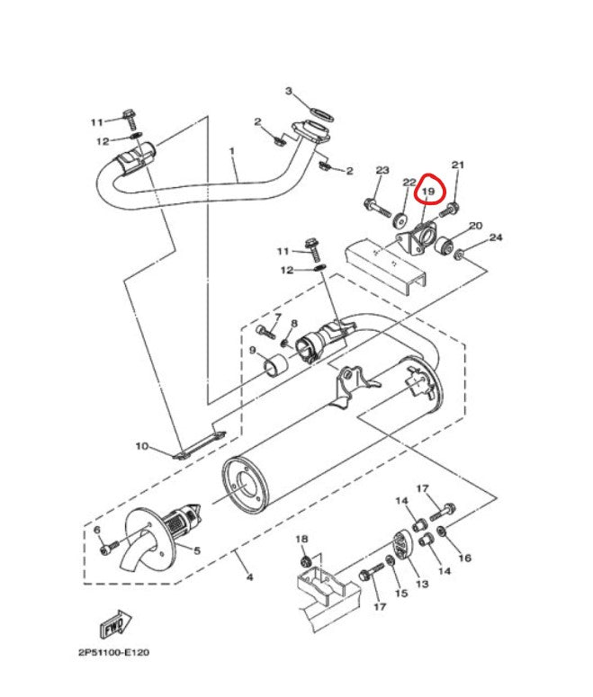 YAMAHA HALTER AUSPUFF 5UG-F1440-00, YAMAHA RHINO 660